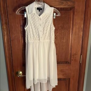 Pale Cream High-Low Dress with lace overlay on bodice